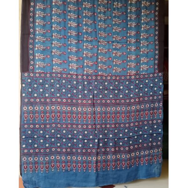 Ajrakh Block print Saree 